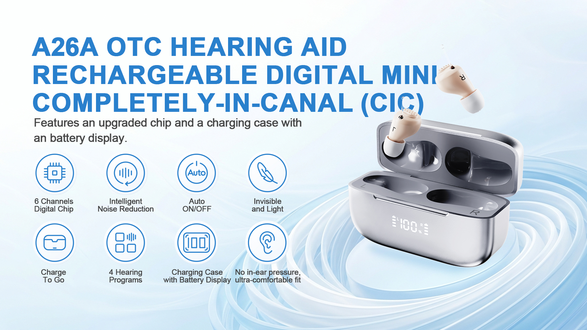 auto on off cic hearing aid energy saving
