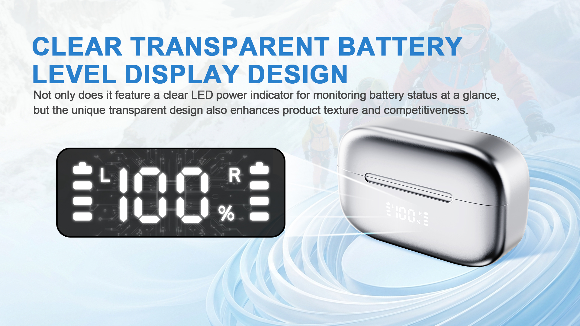 hearing aid display transparent case with LED battery indicator