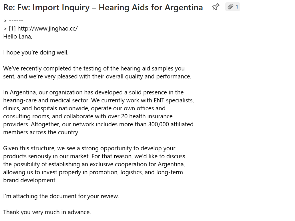 Argentina Distributor Review - JINGHAO Programmable Hearing Aids